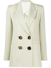 Petar Petrov Double Breasted Metal Button Blazer In Green
