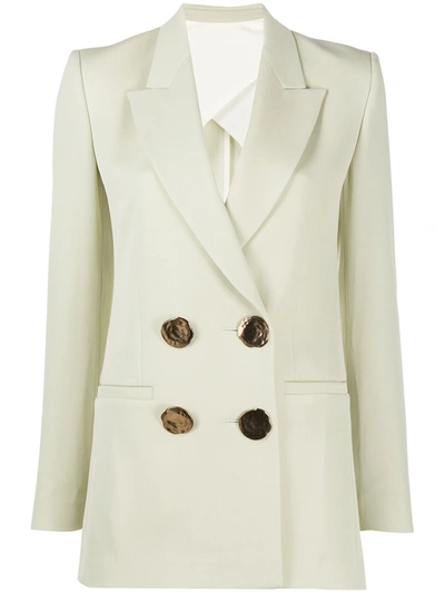 Petar Petrov Double Breasted Metal Button Blazer In Green