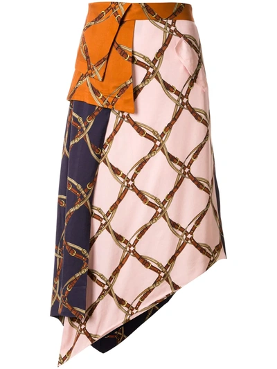 Jonathan Simkhai Saddle Print Handkerchief Belted Midi Skirt In Multicolour