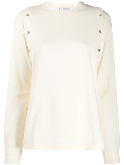 Jw Anderson Shoulder Placket Top In Neutrals