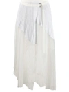 Sacai Wrap Pleated Chiffon Hem Skirt In White