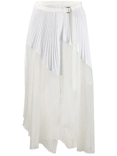 Sacai Wrap Pleated Chiffon Hem Skirt In 101 White