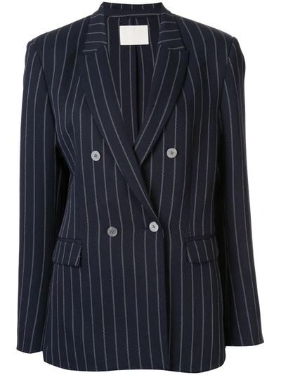 Dion Lee Pinstripe Double Breasted Blazer In Black