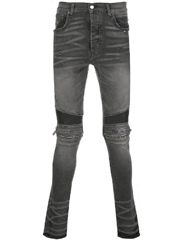 Amiri 'mx2' Zip Detail Skinny Jeans In Gre | ModeSens