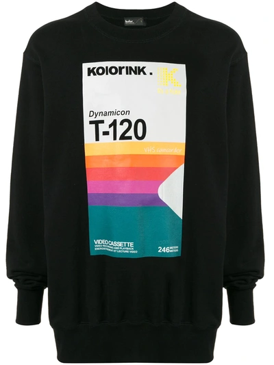 Kolor Graphic Print Cotton Sweatshirt In Black
