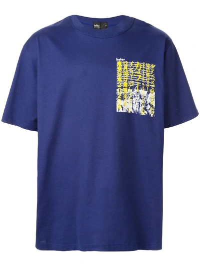 Kolor Multilingual Slogan Print T-shirt In Blue