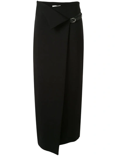 The Row 'ogechi' Foldover D-ring Wrap Midi Skirt In Black