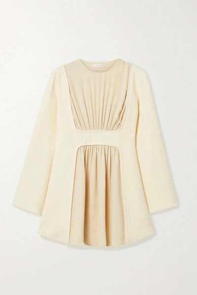 The Row 'polina' Gathered Panel Silk Crepe Top In Cream