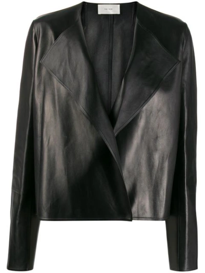 The Row Saori Bell-sleeve Leather Moto Jacket In Black