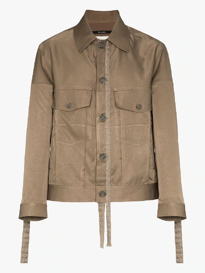 Song For The Mute Collarless Patch Pocket Jacket In Green