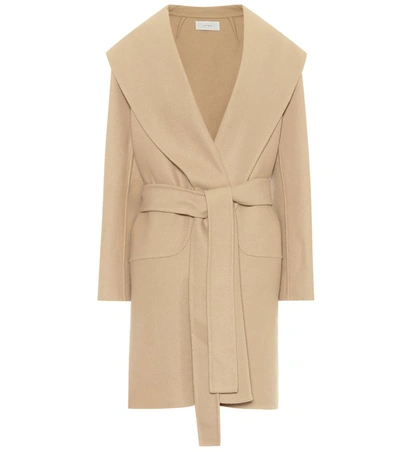 The Row 'maddy' Shawl Collar Belted Wrap Coat In Chamois