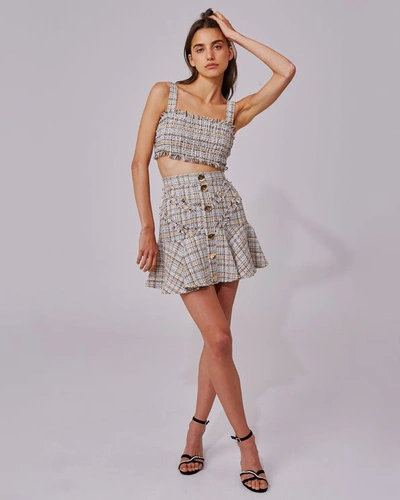 C/meo Collective 'for Your Love' Button Tweed Mini Skirt In Ivory Tweed