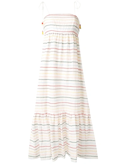 Zimmermann Zinnia Fluted Embroidered Cotton-voile Midi Dress In Multi-colour