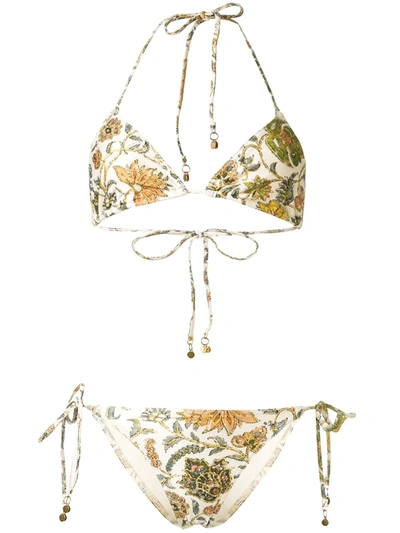 Zimmermann 'edie' Floral Print Bikini In White