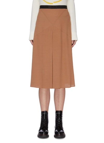 Moncler Flared Sheer Crepe Midi Skirt In Brown