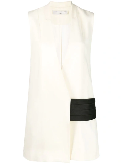 Victoria Beckham 'tux' Contrast Panel Gilet In White