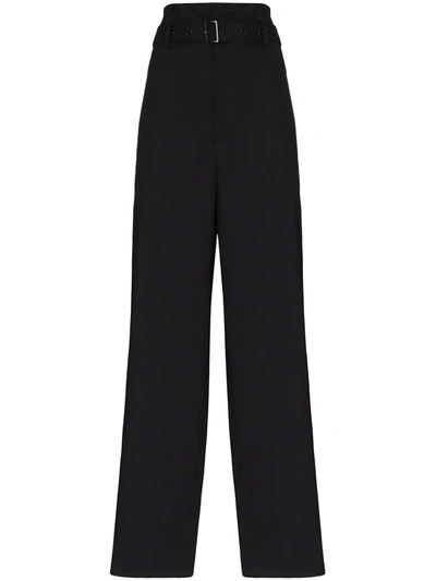 Low Classic Paper Bag Belted Wool Trousers In Blue
