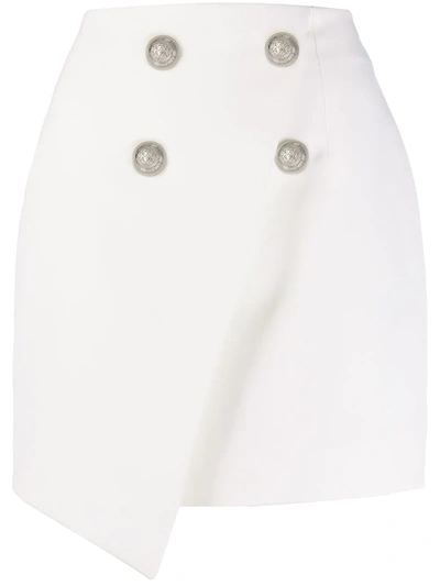 Balmain Asymmetric Double-breasted Mini-skirt In White