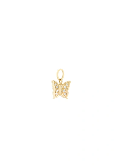 Loquet London Diamond 18k Yellow Gold Butterfly Talisman Charm In Metallic