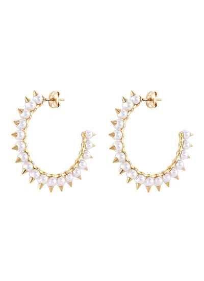 Tasaki 18kt Yellow Gold Collection Line Danger Tribe Akoya Pearl Large Hoop Earrings In Metallic