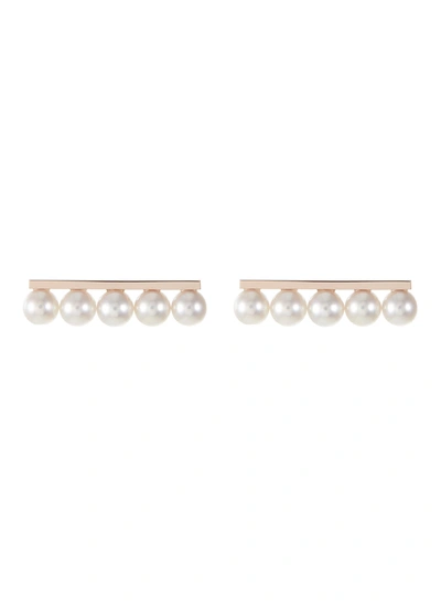 Tasaki 'balance' Akoya Pearl 18k Yellow Gold Earrings In Metallic