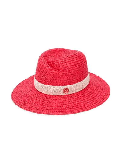 Maison Michel 'virginie' Straw Trilby Fedora Hat In Red