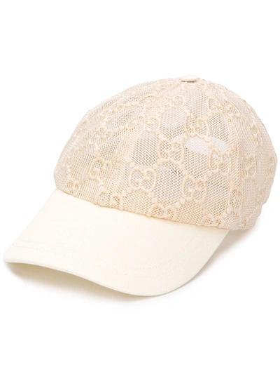 Gucci Gg Embroidered Baseball Hat In White