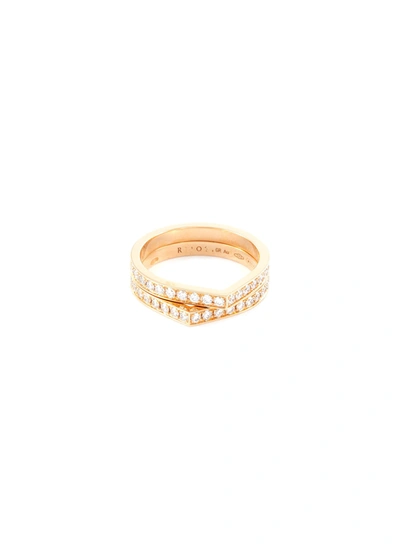 Repossi 'antifer' Diamond 18k Rose Gold Double Row Ring In Metallic
