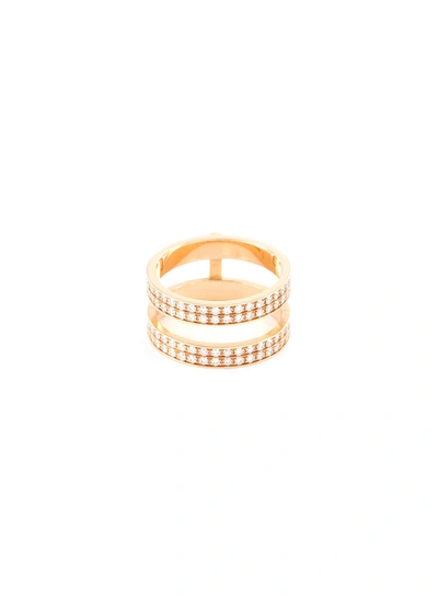 Repossi 'berbère' Diamond 18k Rose Gold Double Row Ring In Metallic