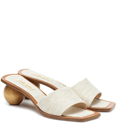 Cult Gaia Tao Linen And Wood Sandals In Neutrals