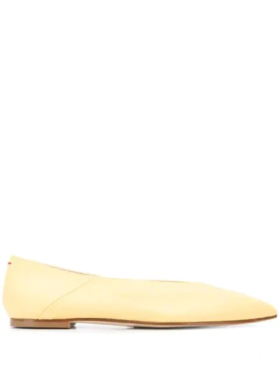 Aeyde 'moa' Choked-up Leather Flats In Yellow