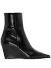 Aeyde Black Lena 40 Leather Wedge Ankle Boots