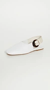 Vince Cadot Tortoise Buckle Slingback Flats In Optic White/flax