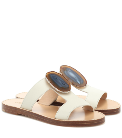 Gabriela Hearst 'hades' Agate Embellished Leather Sandals In Neutral