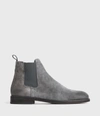 Allsaints Mens Charcoal Grey Harley Distressed-toe Suede Chelsea Boots 8 In Charcoal Gray