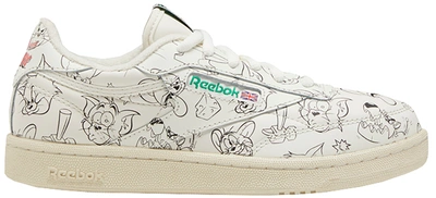 Pre-owned Reebok Club C Tom & Jerry All-over (gs) In Chalk/paper White/excellent Red
