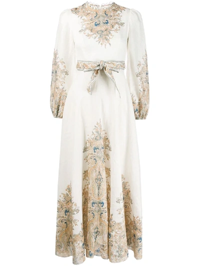 Zimmermann Women's Freja Paisley Tea-length Dress In Ivory Fleur
