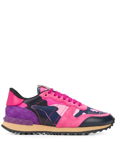 Valentino Garavani Women's Rockrunner Mixed Media Sneakers In Army Pink