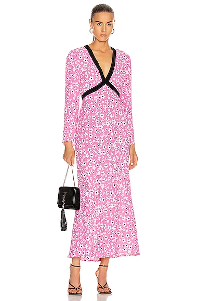 Rixo London Tania Dress In Pink  White & Red Micro Mod Floral