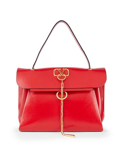 Valentino Garavani Vchain Leather Top Handle Bag In Red