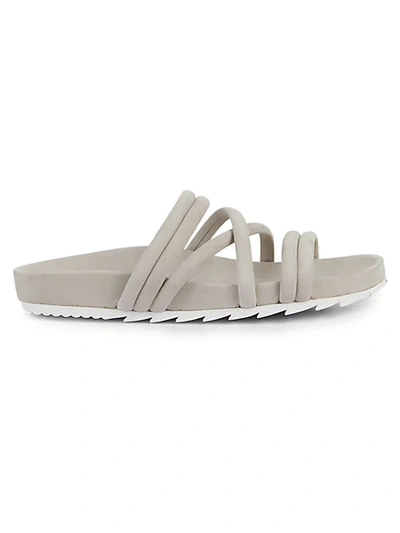 J/slides Tess Leather Flatform Slides In Light Grey