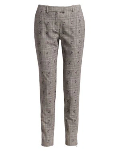 Altuzarra Henri Floral-embroidered Prince Of Wales Check Trousers In Black