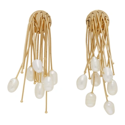 Jil Sander Gold-plated Pearl Drop Earrings In 712 Gold