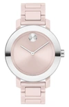 Movado Bold Evolution Ceramic & Stainless Steel Bracelet Watch In Silver Pink