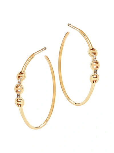 Hoorsenbuhs Women's Tri-link 18k Yellow Gold & Diamond Mini Hoop Earrings