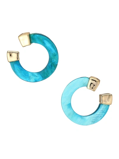Akola Twisted Horn Front-facing Hoop Earrings In Blue