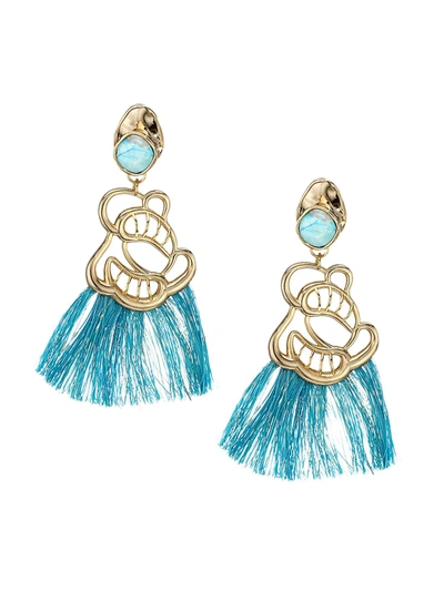 Akola 10k Gold Plated Tala Howlite Statement Clip-on Earrings In Turquoise