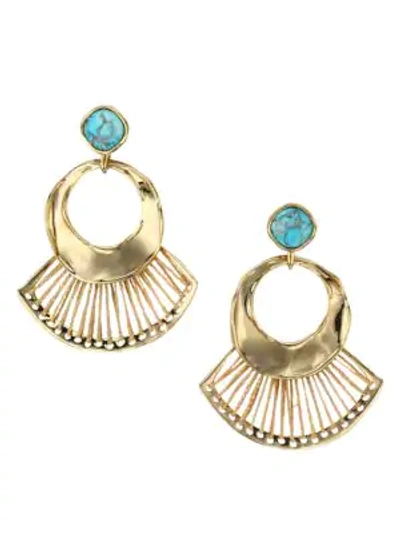 Akola Women's Turquoise-color Stone & Raffia Woven Earrings In Gold