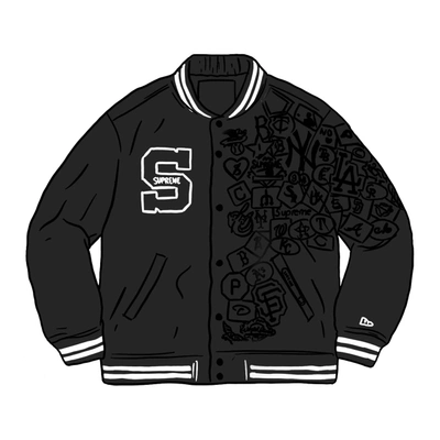 Pre-owned Supreme  New Era Mlb Varsity Jacket Black