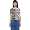 Alexander Wang T Alexanderwang.t Navy And White Striped Slub Shrunken T-shirt In Black,white